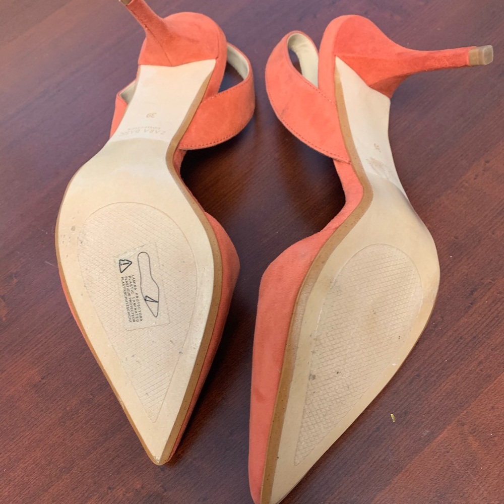 39 Zara Basic Slingback Heels, Orange - image 4